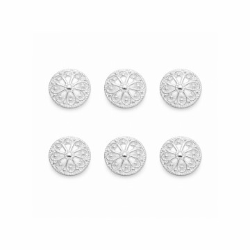 6 x knapp - 15 mm, sølv