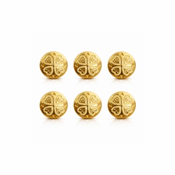 6 x knapp blomst - 15 mm, forgylt