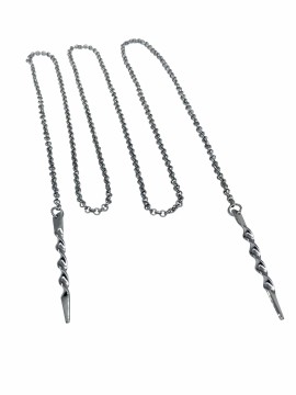 3 x maljer + trekkekjede, rhodinert