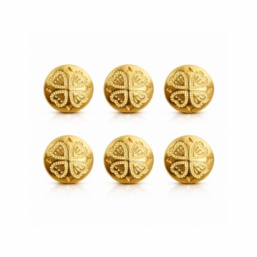 6 x knapp blomst - 17 mm, forgylt