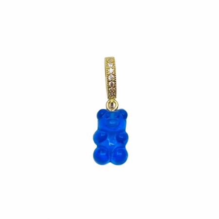 Mørk blå transparent bamse med bling