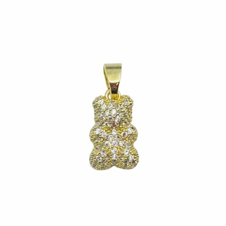 Gullforgylt bamse med bling