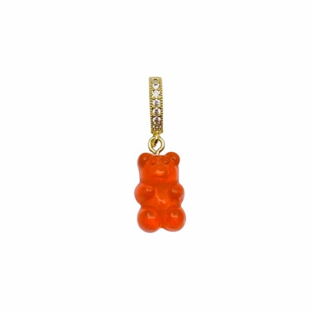 Rød/oransje transparent bamse med bling