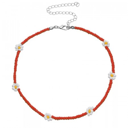 Flower choker - rød