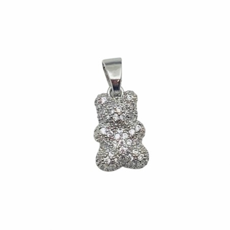 Sølv bamse med bling