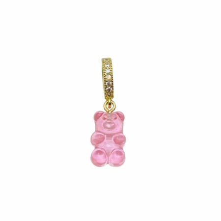 Rosa transparent bamse med bling